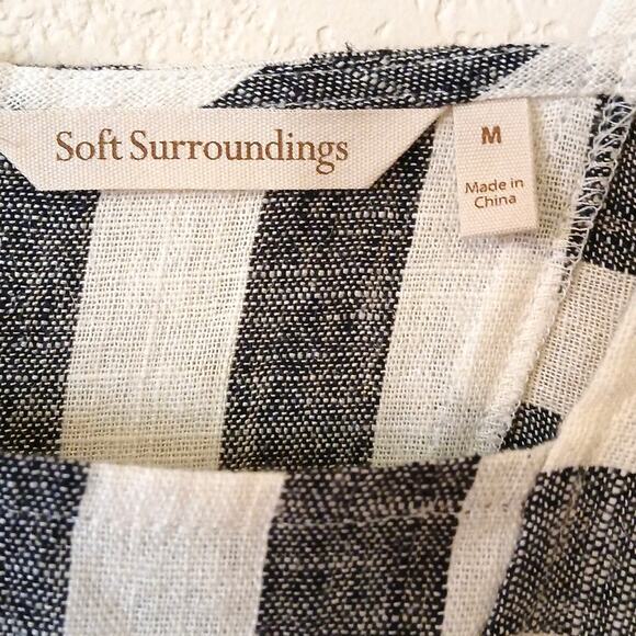 Soft Surroundings cold shoulder linen rayon blend striped tunic top - Picture 4 of 7